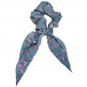 Chouchou foulard fleuris bleu