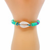 Bracelet Heishi coloris turquoise avec coquillage