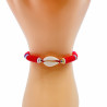 Bracelet Heishi coloris rouge avec coquillage