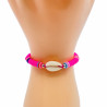 Bracelet Heishi coloris rose fushia avec coquillage