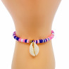 Pulsera Heishi morada con concha