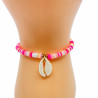 Bracciale rosa Heishi con conchiglia