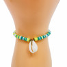 Bracciale verde Heishi con conchiglia