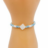 Bracciale Heishi bianco con perline blu