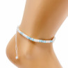 White anklet with blue beads