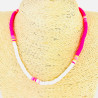 Collier fantaisie heishi rose et blanc filles