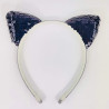 Black cat ears glitter headband set