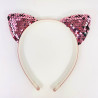 Pink cat ears glitter headband set