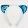 Set de diademas azules con orejas de gato y purpurina