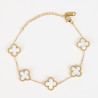 Gold-plated stainless steel bracelet with white clovers