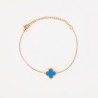 Pulsera de acero inoxidable chapado en oro trébol azul