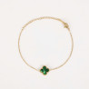 Pulsera de acero inoxidable chapado en oro trébol verde