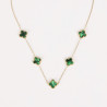 Gold-plated stainless steel necklace green clovers