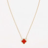 Gold-plated stainless steel necklace red clover