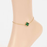 Anklet chain stainless steel gold clover green