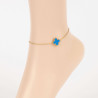 Anklet chain stainless steel gold clover blue