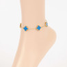 Anklet chain stainless steel gold-plated blue clovers