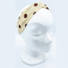 Cream polka-dot bow headband