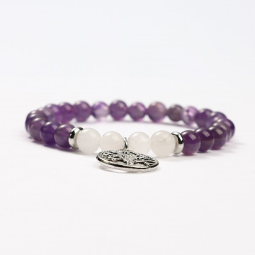 Amethyst and Jade Quartz mineral bracelets