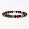 G151-34 Bracelets minéraux Œil de Tigre rose, Labradorite et Obsidienne