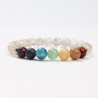 G151-45 Bracelets minéraux Quartz blanc et 7 chakras