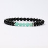 G151-61 Bracelets minéraux Obsidienne et Amazonite