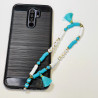 Love happy" phone jewelry turquoise pompon