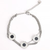 Pulsera de acero inoxidable plateado con números romanos de strass