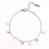 Bracciale in acciaio inossidabile con foglie d'argento e strass