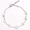 Pulsera de flores de acero inoxidable chapado en plata