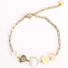 Pulsera de acero inoxidable dorado con corazones diferentes