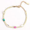 Bracciale in acciaio inossidabile placcato oro con strass multicolori