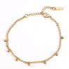 Pulsera fina de acero inoxidable chapado en oro con pequeñas perlas