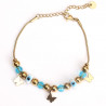 Gold-plated stainless steel bracelet with butterflies and turquoise pearls