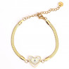 Gold-plated stainless steel heart and eye bracelet