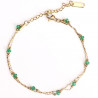 Gold-plated stainless steel bracelet lined with green pearls