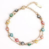 Gold-plated stainless steel bracelet with coloured eyes