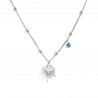 Silver-plated stainless steel necklace with rhinestone eye