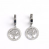 Silver-plated stainless steel earrings tree of life rhinestones