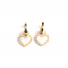 Pendientes de acero inoxidable chapado en oro con forma de corazón blanco