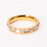 Anillo rectangular de acero inoxidable dorado con strass