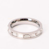 Rectangular rhinestone silver-plated stainless steel ring